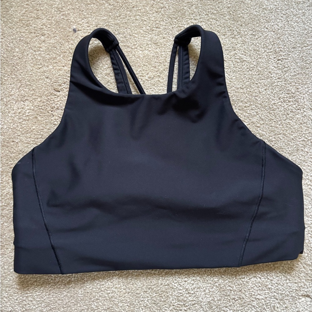 Athleta Black High-Neck Strappy Sports Bra